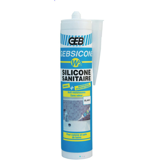 Mastic silicone blanc GEBSICONE W2 joints sanitaires